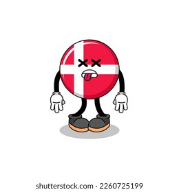 denmark flag mascot illustration is dead , character design