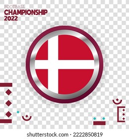 Nation mit denmark-Flagge, 3D-Effekt, Vektorgrafik mit isoliertem Farbhintergrund
