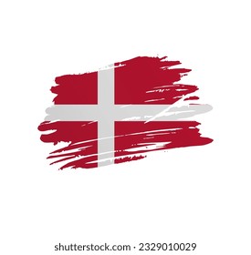 Bandera de Dinamarca - bandera del país vector de la nación teñida de pincel grunge raspado.