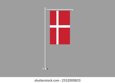 Denmark flag, The flag of Denmark, Flag of Denmark national country symbol illustration Vector, Rectangle Denmark flag illustration, Flat vector illustration
