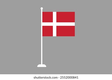 Denmark flag, The flag of Denmark, Flag of Denmark national country symbol illustration Vector, Rectangle Denmark flag illustration, Flat vector illustration
