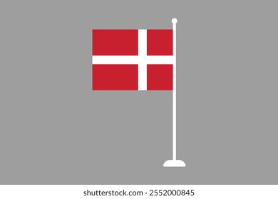 Denmark flag, The flag of Denmark, Flag of Denmark national country symbol illustration Vector, Rectangle Denmark flag illustration, Flat vector illustration
