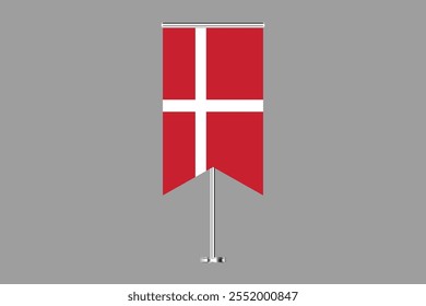 Denmark flag, The flag of Denmark, Flag of Denmark national country symbol illustration Vector, Rectangle Denmark flag illustration, Flat vector illustration
