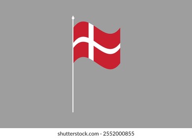 Denmark flag, The flag of Denmark, Flag of Denmark national country symbol illustration Vector, Rectangle Denmark flag illustration, Flat vector illustration
