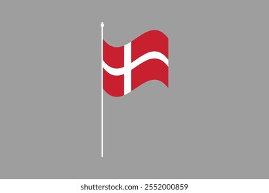 Denmark flag, The flag of Denmark, Flag of Denmark national country symbol illustration Vector, Rectangle Denmark flag illustration, Flat vector illustration
