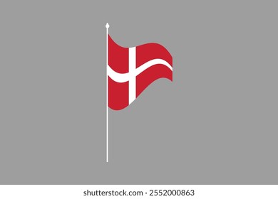 Denmark flag, The flag of Denmark, Flag of Denmark national country symbol illustration Vector, Rectangle Denmark flag illustration, Flat vector illustration
