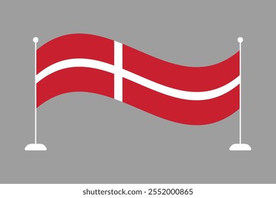 Denmark flag, The flag of Denmark, Flag of Denmark national country symbol illustration Vector, Rectangle Denmark flag illustration, Flat vector illustration
