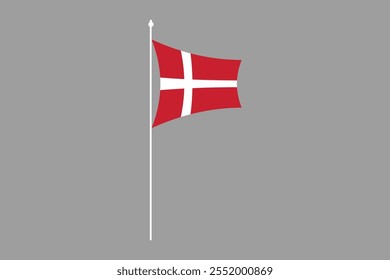 Denmark flag, The flag of Denmark, Flag of Denmark national country symbol illustration Vector, Rectangle Denmark flag illustration, Flat vector illustration
