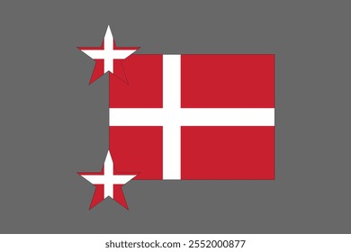 Denmark flag, The flag of Denmark, Flag of Denmark national country symbol illustration Vector, Rectangle Denmark flag illustration, Flat vector illustration
