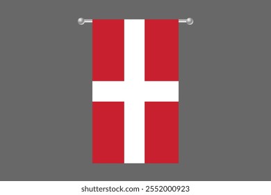 Denmark flag, The flag of Denmark, Flag of Denmark national country symbol illustration Vector, Rectangle Denmark flag illustration, Flat vector illustration
