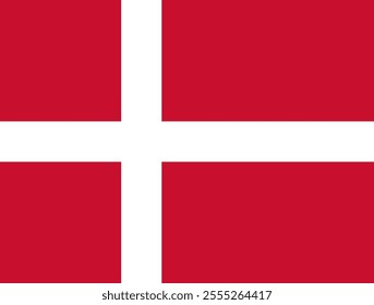 Denmark flag in official colors, dimensions and aspect ratio. Vector flag symbolizing national pride, identity, heritage, patriotism and authority