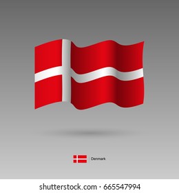Denmark flag. Official colors and proportion correctly. High detailed vector illustration. 3d and isometry. EPS10