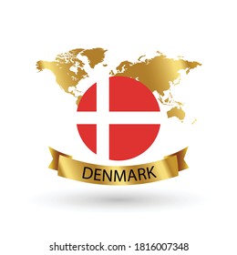 Denmark Flag .official national flags of the world series. circular design . Vector