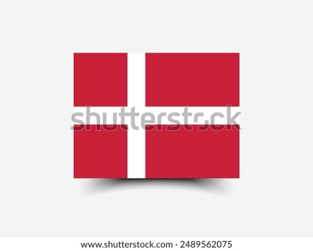 Denmark flag. Flag of Denmark. The official ratio. Flag icon. Standard color. Standard size. A rectangular flag. Computer illustration. Digital illustration. Vector illustration.