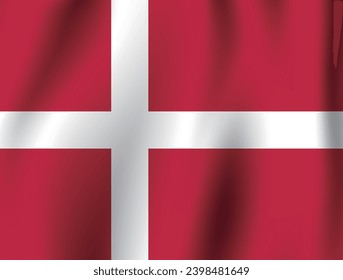 Denmark flag. The official ratio. The wavy flag. Standard size. Flapping pleated flags. Flag icon. 3d illustration. Computer illustration. Digital illustration. Vector illustration.