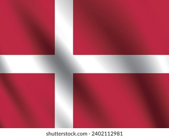 Denmark flag. The official ratio. The wavy flag. Standard size. Flapping pleated flags. Flag icon. 3d illustration. Computer illustration. Digital illustration. Vector illustration.