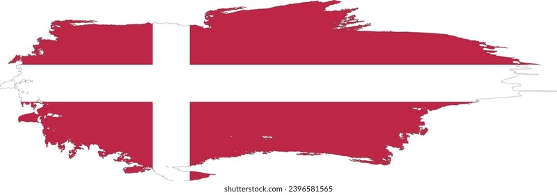 Denmark flag on brush paint stroke.

