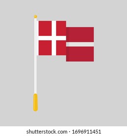 Denmark flag on gray background, vector illustration.
