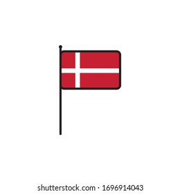 Denmark flag on gray background, vector illustration.