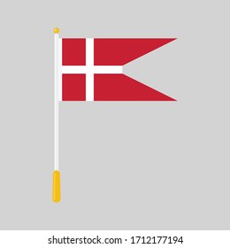 Denmark flag on gray background, vector illustration.