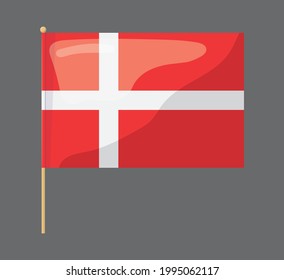 Dänemark Flagge. Flagge auf grauem Hintergrund. Art Style.