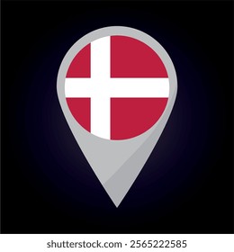 Denmark Flag on Location Pin. vector illustration