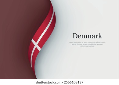 Denmark flag on Waving ribbon. Template for independence day