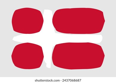 Denmark flag - painted design vector illustration. Vector brush style