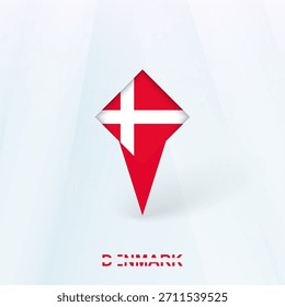 Icono del Pin de la bandera de Dinamarca con diseño geométrico. Ilustración vectorial.