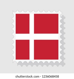 Denmark flag postage stamp, isolated on white background, vector illustration.