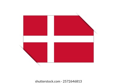 Denmark flag - rectangle colorful flag representing a country cultural identity and heritage. The essence of national pride and unity. Attached by the corners in a paper album