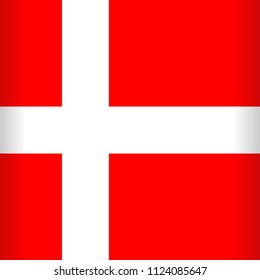 Denmark Flag, red background with a white Cross Vector illustration