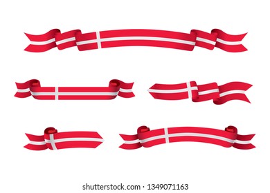 Denmark flag ribbon isolated on white background. Vector illustration 