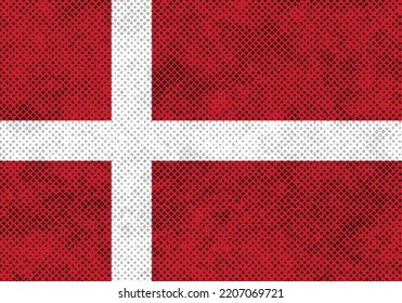 Denmark  flag with rough  dotted textured, vector illustration
