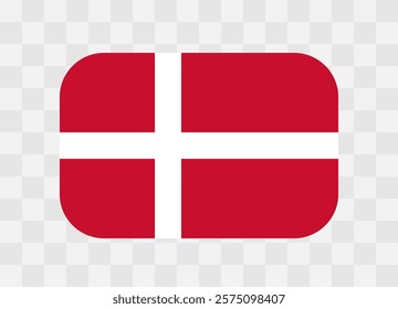 Denmark flag - rounded rectangle colorful flag representing a country cultural identity and heritage. The essence of national pride and unity. Vector flag on transparent background.