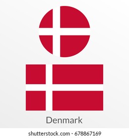 Denmark flag set. Danish national symbol. Vector illustration.