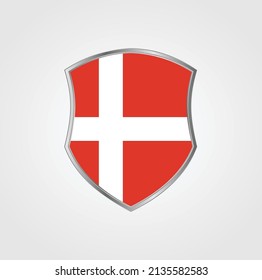 Denmark Flag with Shield Frame. National Flag