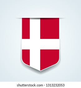 Denmark flag shield illustration