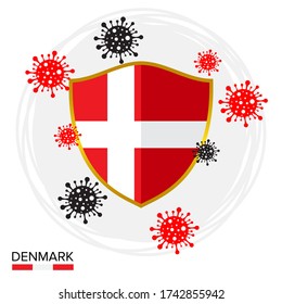 Denmark flag shield as a symbol against the corona virus