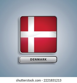 Denmark flag square button vector illustration