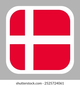 Denmark flag square flat vector with rounded corners and white border, vector illustration