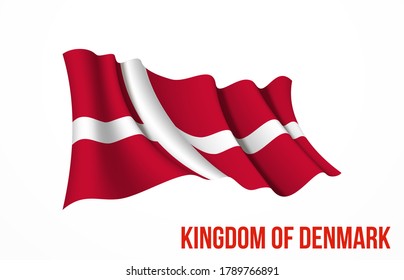 Denmark flag state symbol isolated on background national banner. Greeting card National Independence Day of the Kingdom of Denmark. Illustration banner with realistic state flag.