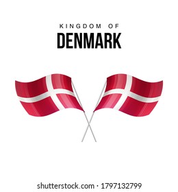 Denmark flag state symbol isolated on background national banner. Greeting card National Independence Day of the Kingdom of Denmark. Illustration banner with realistic state flag.