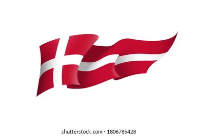 Denmark flag state symbol isolated on background national banner. Greeting card National Independence Day of the Kingdom of Denmark. Illustration banner with realistic state flag.