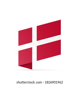 Dänemark Flaggenstaatsymbol einzeln auf nationalem Hintergrund. Grußkarte Nationaler Unabhängigkeitstag des Königreichs Dänemark. Illustrationsbanner mit realistischer Staatsflagge.