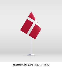 Denmark flag state symbol isolated on background national banner. Greeting card National Independence Day of the Kingdom of Denmark. Illustration banner with realistic state flag.