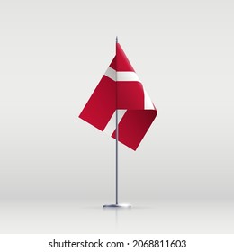 Denmark flag state symbol isolated on background national banner. Greeting card National Independence Day of the Kingdom of Denmark. Illustration banner with realistic state flag.