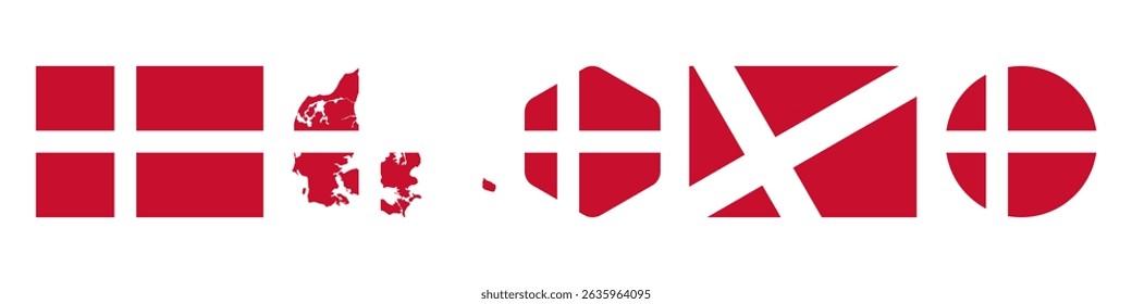Denmark flag stickers icon set