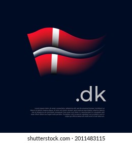 Denmark flag. Stripes colors of the danish flag on a dark background. Vector stylized design national poster with dk domain, place for text. State patriotic banner of denmark, cover