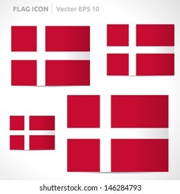 Denmark flag template | vector symbol design | color red and white | icon set